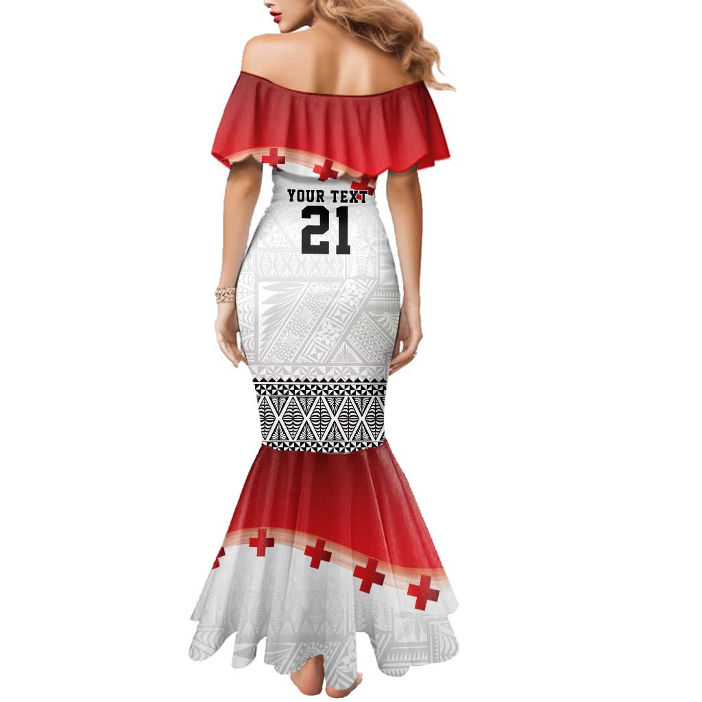 Ikale Tahi Pacific Tonga Rugby Custom Family Matching Mermaid Dress and Hawaiian Shirt Tongan Ngatu with Flag Pattern LT9 - Polynesian Pride