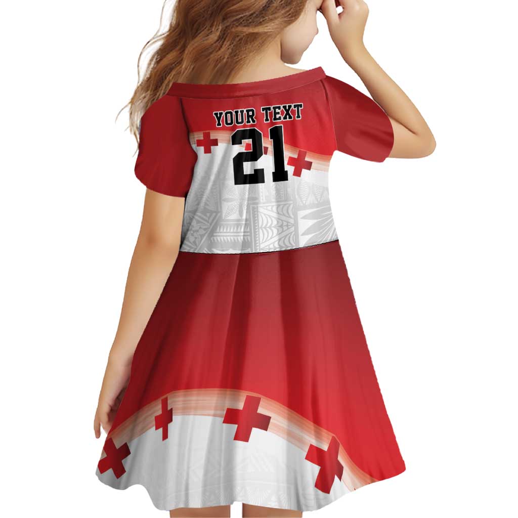 Ikale Tahi Pacific Tonga Rugby Custom Family Matching Off Shoulder Short Dress and Hawaiian Shirt Tongan Ngatu with Flag Pattern LT9 - Polynesian Pride