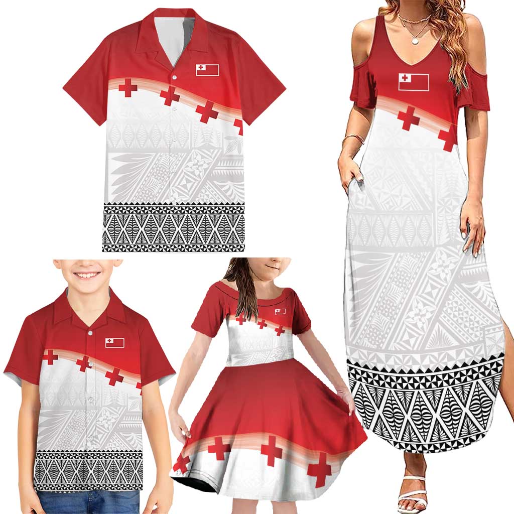 Ikale Tahi Pacific Tonga Rugby Custom Family Matching Summer Maxi Dress and Hawaiian Shirt Tongan Ngatu with Flag Pattern LT9 - Polynesian Pride