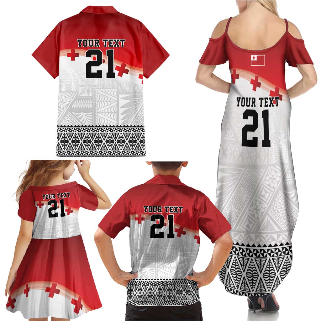 Ikale Tahi Pacific Tonga Rugby Custom Family Matching Summer Maxi Dress and Hawaiian Shirt Tongan Ngatu with Flag Pattern LT9 - Polynesian Pride