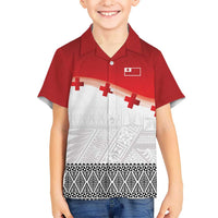 Ikale Tahi Pacific Tonga Rugby Custom Hawaiian Shirt Tongan Ngatu with Flag Pattern