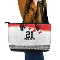 Ikale Tahi Pacific Tonga Rugby Custom Leather Tote Bag Tongan Ngatu with Flag Pattern LT9 - Polynesian Pride