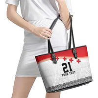 Ikale Tahi Pacific Tonga Rugby Custom Leather Tote Bag Tongan Ngatu with Flag Pattern LT9 - Polynesian Pride