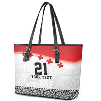 Ikale Tahi Pacific Tonga Rugby Custom Leather Tote Bag Tongan Ngatu with Flag Pattern LT9 - Polynesian Pride