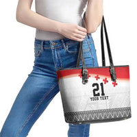 Ikale Tahi Pacific Tonga Rugby Custom Leather Tote Bag Tongan Ngatu with Flag Pattern LT9 - Polynesian Pride