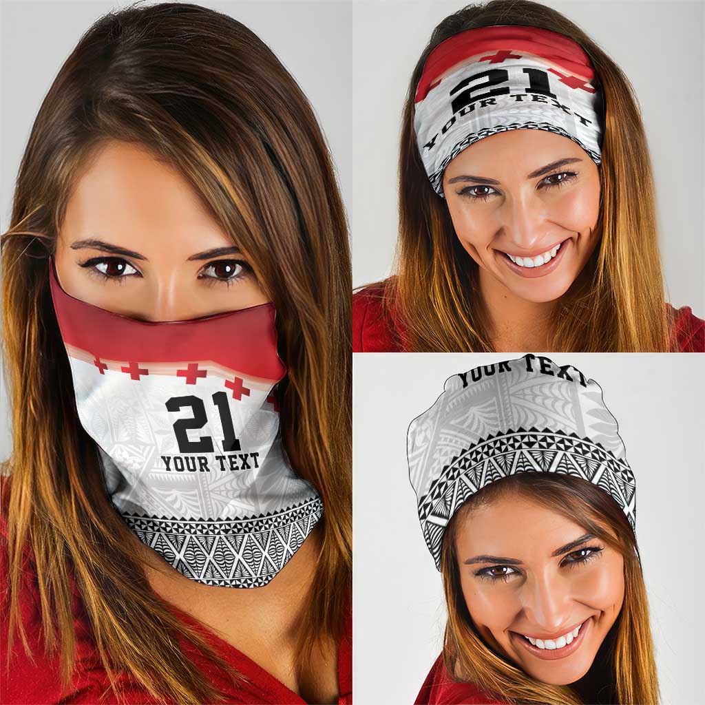 Ikale Tahi Pacific Tonga Rugby Custom Neck Gaiter Tongan Ngatu with Flag Pattern LT9 - Polynesian Pride