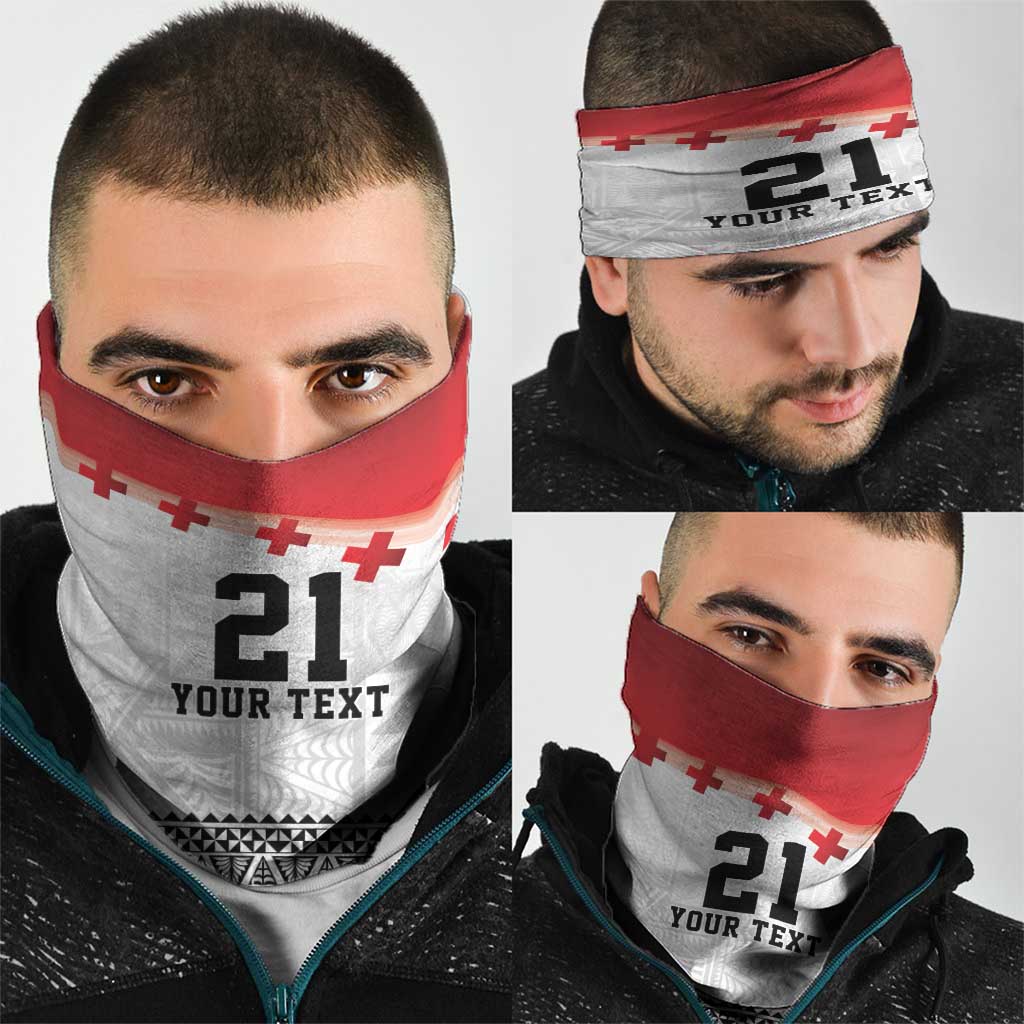 Ikale Tahi Pacific Tonga Rugby Custom Neck Gaiter Tongan Ngatu with Flag Pattern LT9 - Polynesian Pride