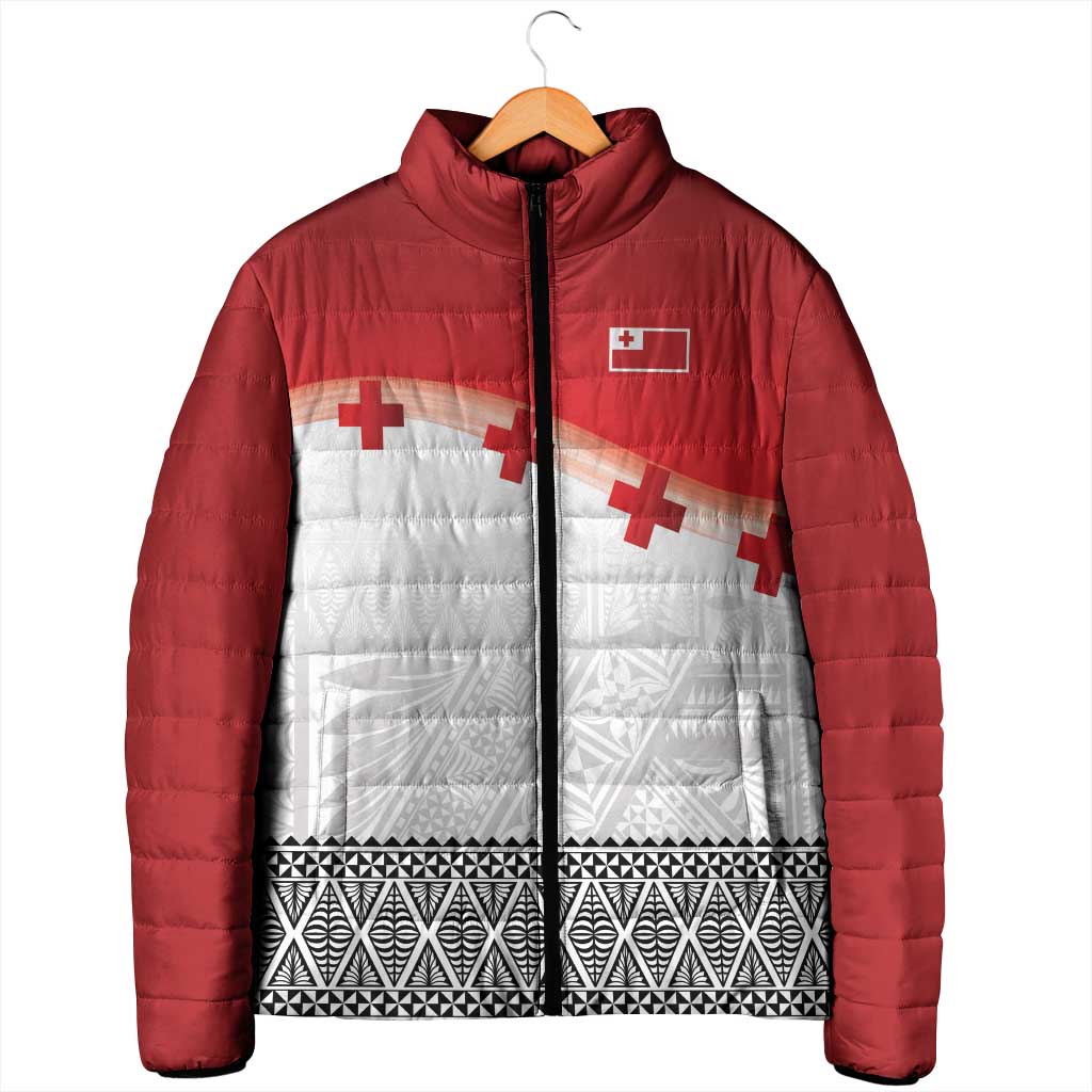 Ikale Tahi Pacific Tonga Rugby Custom Padded Jacket Tongan Ngatu with Flag Pattern - Polynesian Pride