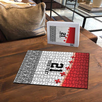 Ikale Tahi Pacific Tonga Rugby Custom Puzzle Tongan Ngatu with Flag Pattern - Polynesian Pride