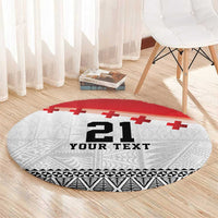 Ikale Tahi Pacific Tonga Rugby Custom Round Carpet Tongan Ngatu with Flag Pattern LT9 - Polynesian Pride