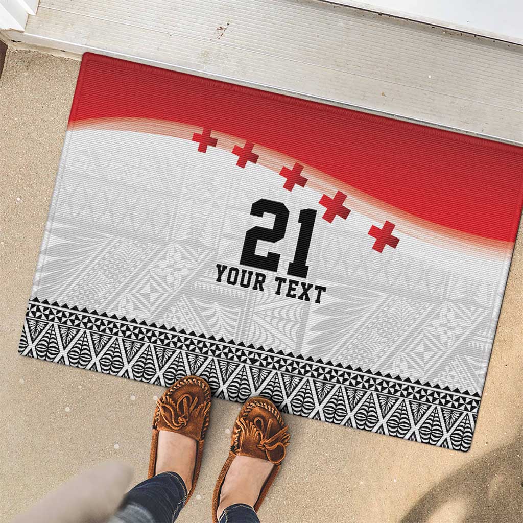 Ikale Tahi Pacific Tonga Rugby Custom Rubber Doormat Tongan Ngatu with Flag Pattern LT9 - Polynesian Pride