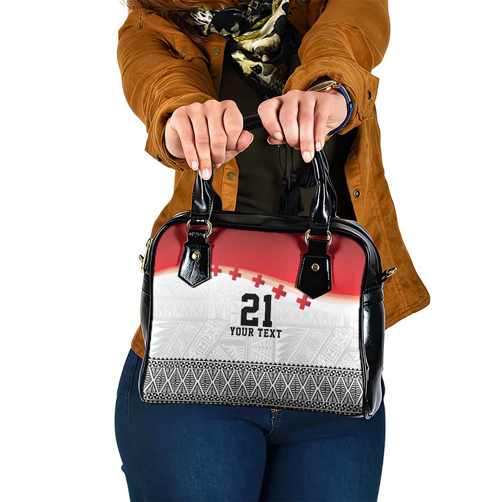Ikale Tahi Pacific Tonga Rugby Custom Shoulder Handbag Tongan Ngatu with Flag Pattern