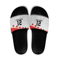 Ikale Tahi Pacific Tonga Rugby Custom Slide Sandals Tongan Ngatu with Flag Pattern - Polynesian Pride
