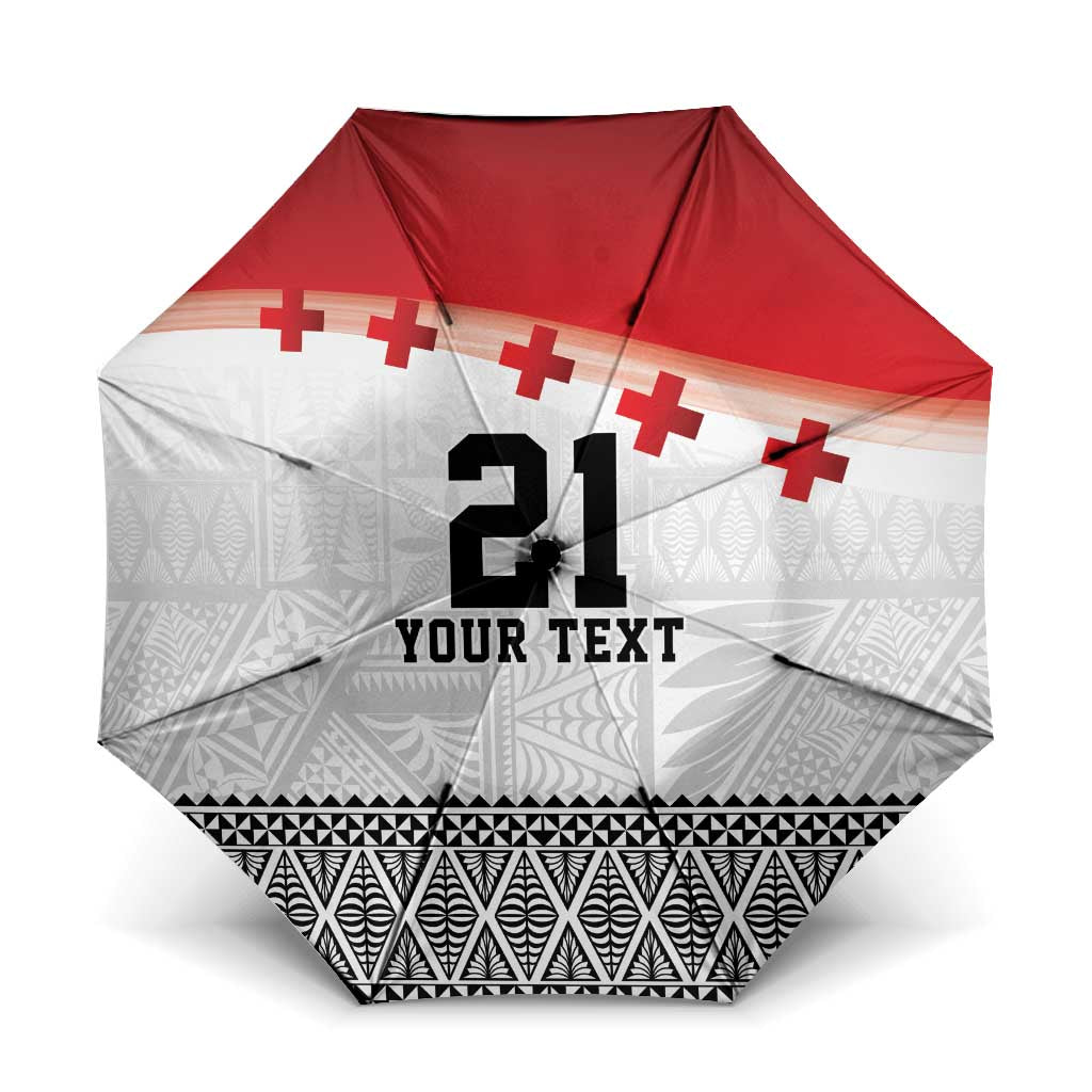 Ikale Tahi Pacific Tonga Rugby Custom Umbrella Tongan Ngatu with Flag Pattern - Polynesian Pride