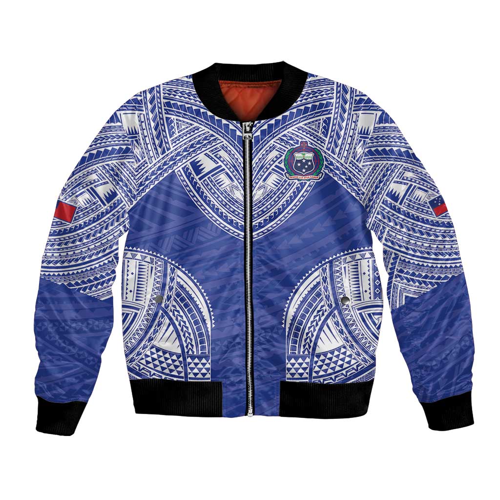 Manu Samoa Pacific Samoa Rugby Custom Bomber Jacket Polynesian Pattern