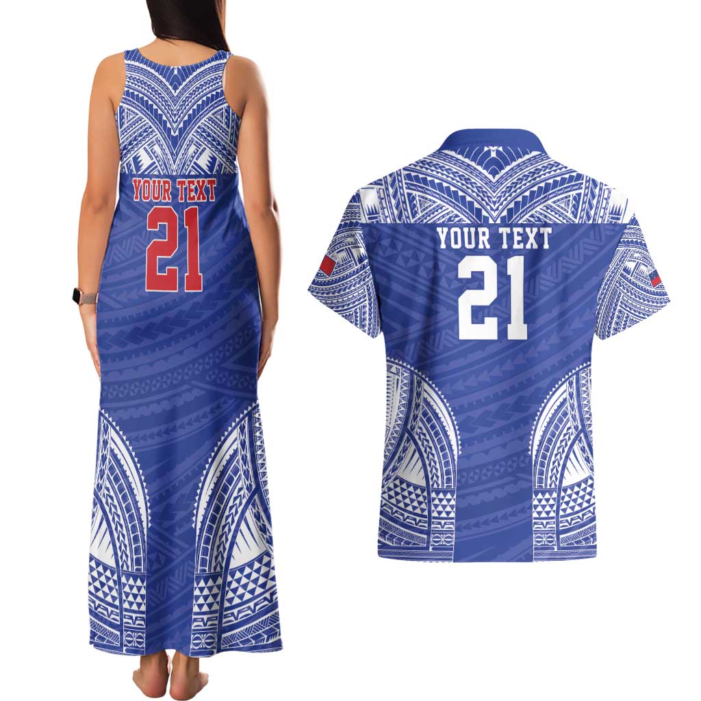 Manu Samoa Pacific Samoa Rugby Custom Couples Matching Tank Maxi Dress and Hawaiian Shirt Polynesian Pattern