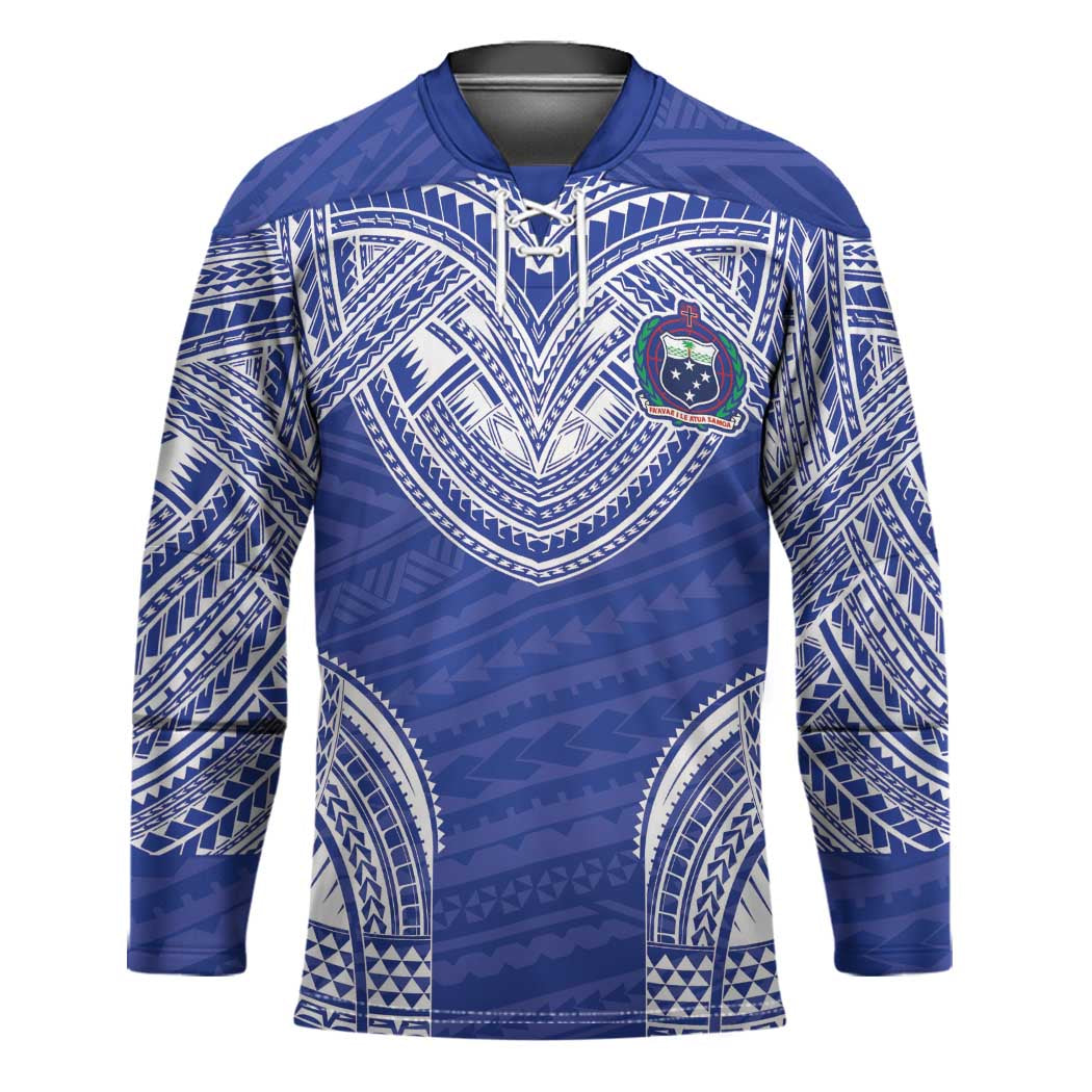 Manu Samoa Pacific Samoa Rugby Custom Hockey Jersey Polynesian Pattern - Polynesian Pride