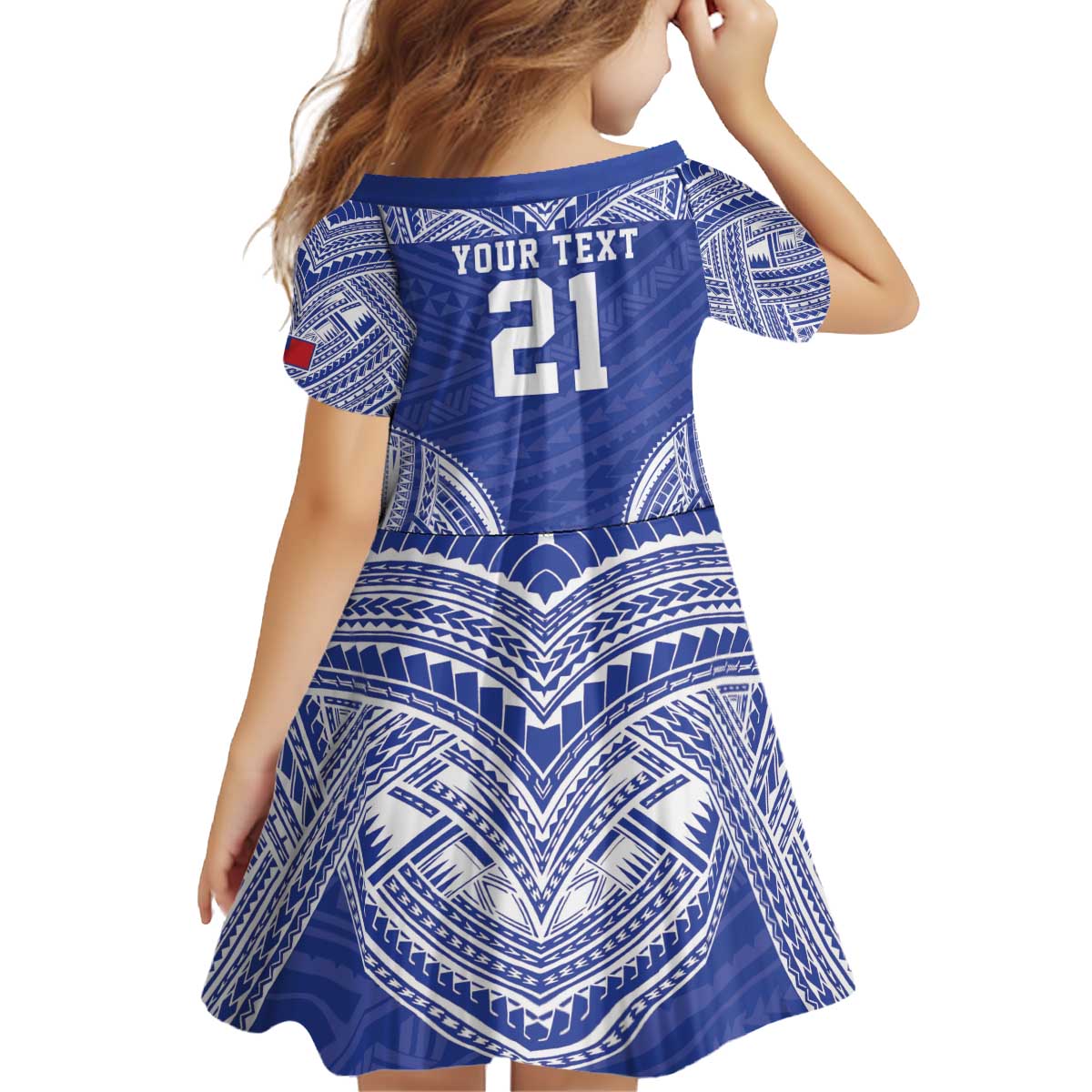Manu Samoa Pacific Samoa Rugby Custom Kid Short Sleeve Dress Polynesian Pattern