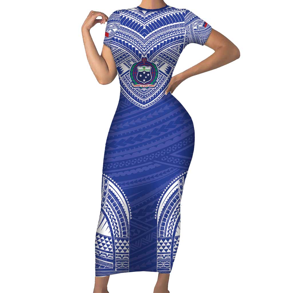 Manu Samoa Pacific Samoa Rugby Custom Short Sleeve Bodycon Dress Polynesian Pattern
