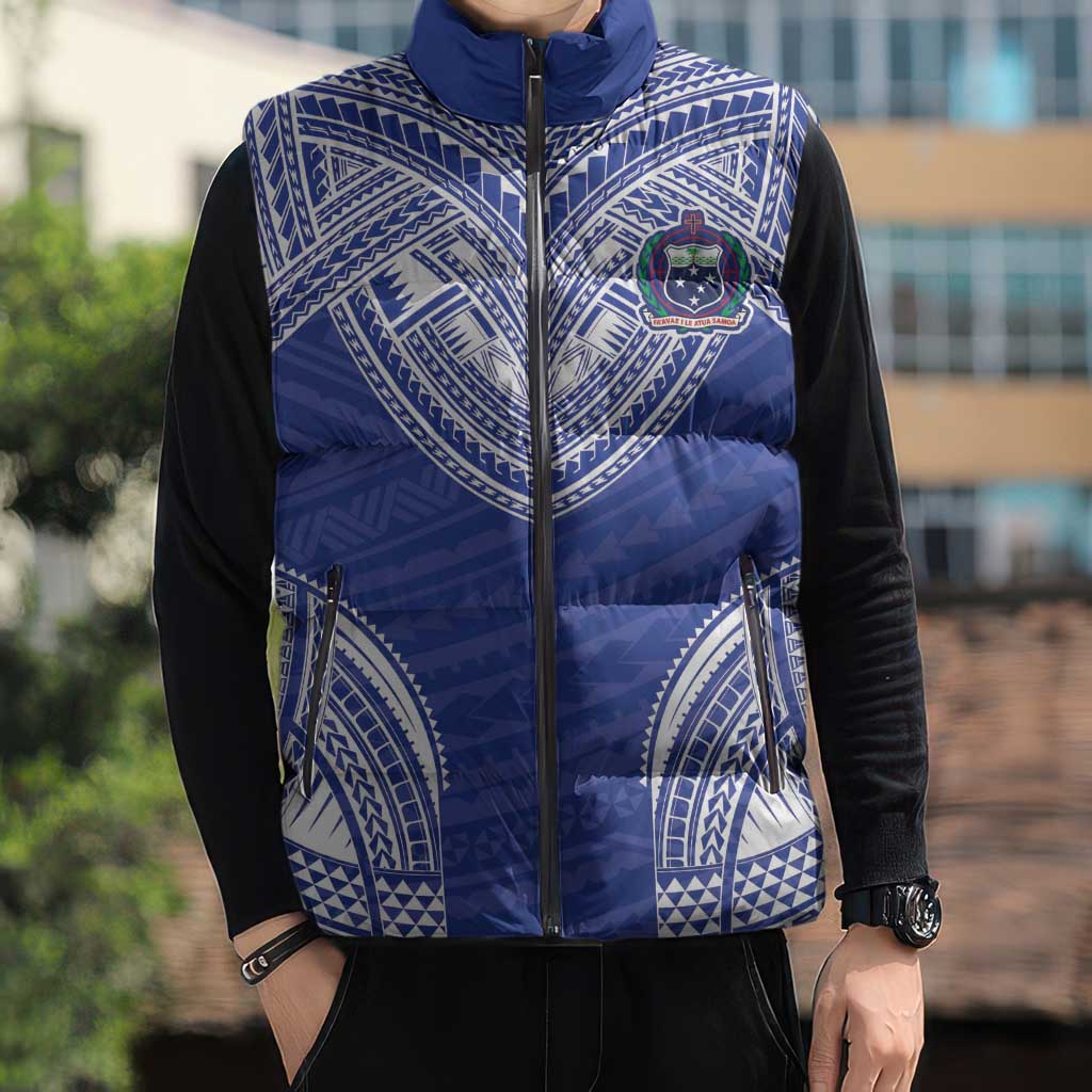 Manu Samoa Pacific Samoa Rugby Custom Sleeveless Puffer Jacket Polynesian Pattern - Polynesian Pride