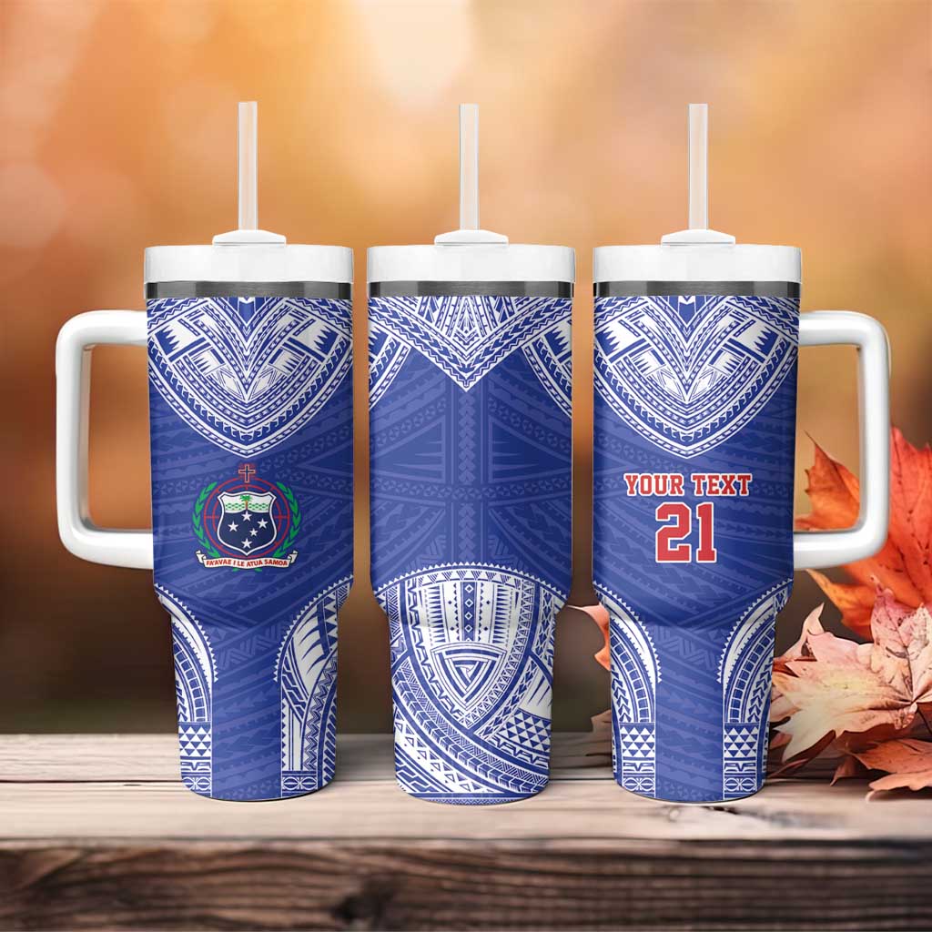 Manu Samoa Pacific Samoa Rugby Custom Tumbler With Handle Polynesian Pattern