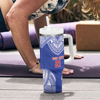 Manu Samoa Pacific Samoa Rugby Custom Tumbler With Handle Polynesian Pattern