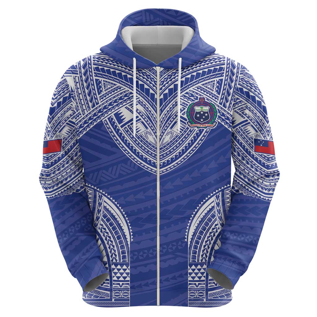 Manu Samoa Pacific Samoa Rugby Custom Zip Hoodie Polynesian Pattern