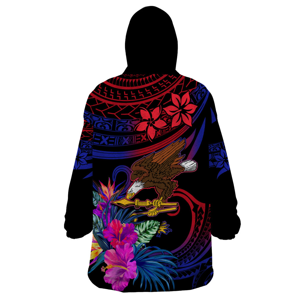 American Samoa Wearable Blanket Hoodie Manu'a Cession Day Polynesian Tribal LT9 - Polynesian Pride