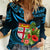 Fiji Islands Women Casual Shirt With Polynesian Tribal Happy National Day LT9 Female Blue - Polynesian Pride