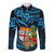 Custom Fiji Islands Long Sleeve Button Shirt With Polynesian Tribal Happy National Day LT9 Unisex Blue - Polynesian Pride