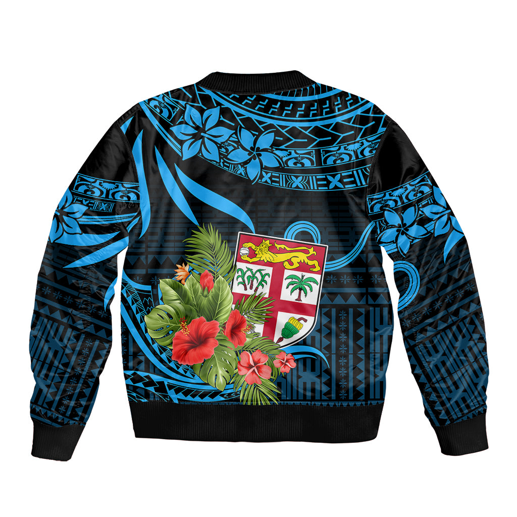 Custom Fiji Islands Sleeve Zip Bomber Jacket With Polynesian Tribal Happy National Day LT9 - Polynesian Pride