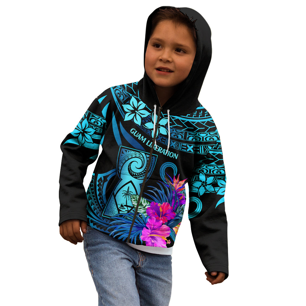 Polynesian Guam Kid Hoodie With Latte Stone Happy Liberation Day LT9 - Polynesian Pride