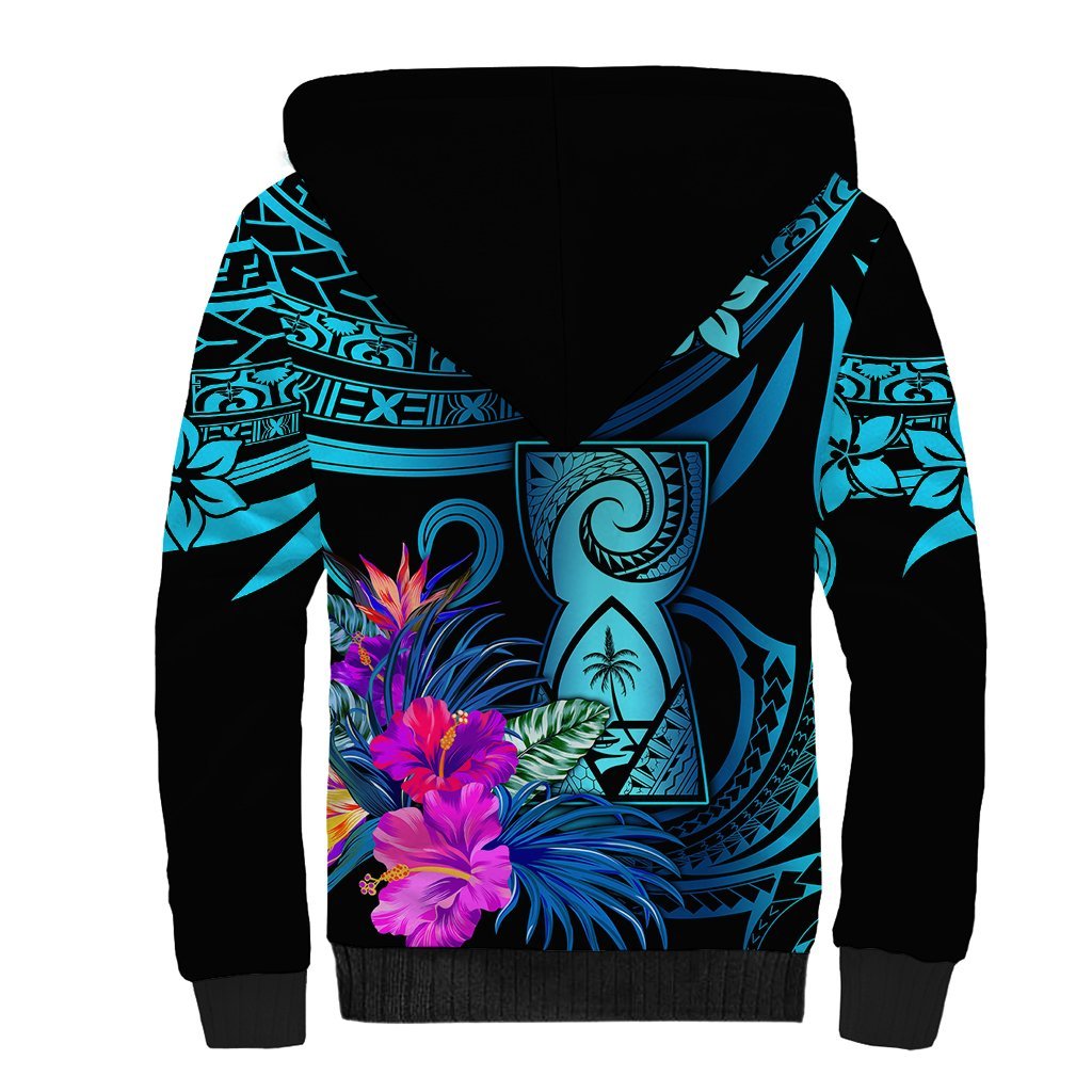 Custom Polynesian Guam Sherpa Hoodie With Latte Stone Happy Liberation Day LT9 - Polynesian Pride