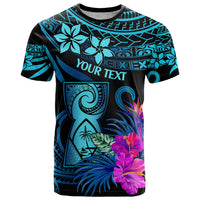 Custom Polynesian Guam T Shirt With Latte Stone Happy Liberation Day LT9 Blue - Polynesian Pride