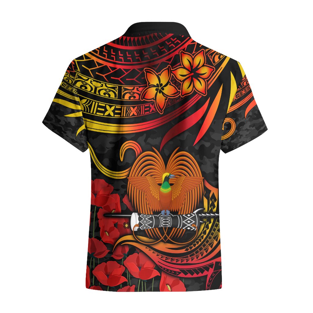 Custom PNG Remembrance Day Hawaiian Shirt Polynesian Tribal and Poppy LT9 - Polynesian Pride