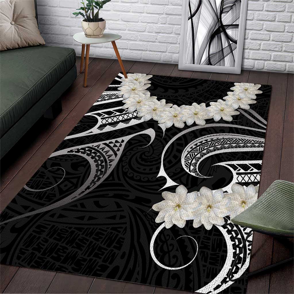 White Sunday Tokelau Gardenia Thunbergia Area Rug Fakamalo Atu Kia Te Koutou Uma LT9 Black - Polynesian Pride