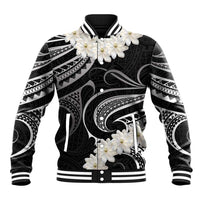 White Sunday Tokelau Gardenia Thunbergia Baseball Jacket Fakamalo Atu Kia Te Koutou Uma LT9 Unisex Black - Polynesian Pride