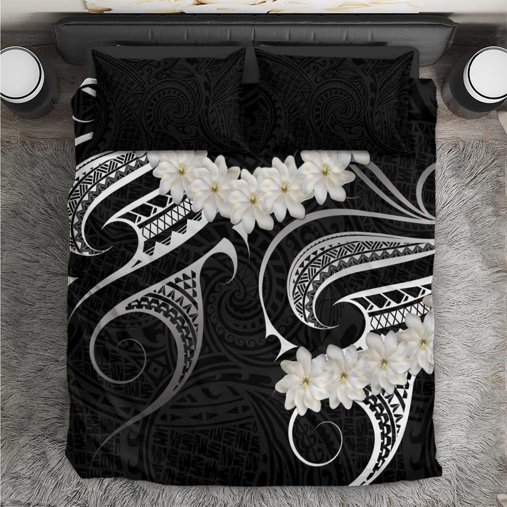 White Sunday Tokelau Gardenia Thunbergia Bedding Set Fakamalo Atu Kia Te Koutou Uma LT9 Black - Polynesian Pride