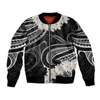 White Sunday Tokelau Gardenia Thunbergia Bomber Jacket Fakamalo Atu Kia Te Koutou Uma LT9 Unisex Black - Polynesian Pride