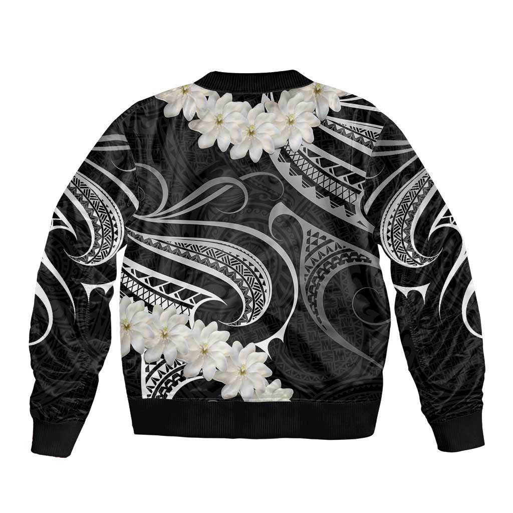 White Sunday Tokelau Gardenia Thunbergia Bomber Jacket Fakamalo Atu Kia Te Koutou Uma LT9 - Polynesian Pride