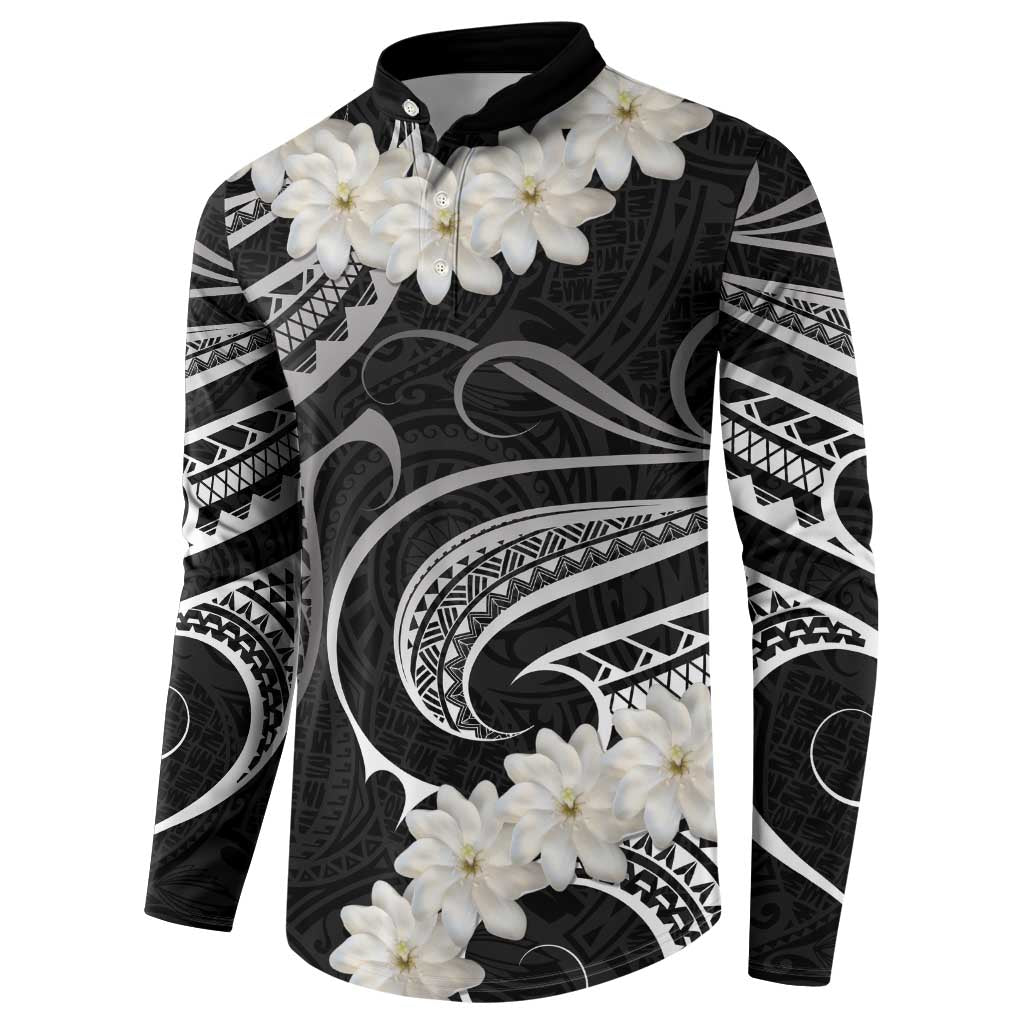 White Sunday Tokelau Gardenia Thunbergia Button Sweatshirt Fakamalo Atu Kia Te Koutou Uma LT9 - Polynesian Pride