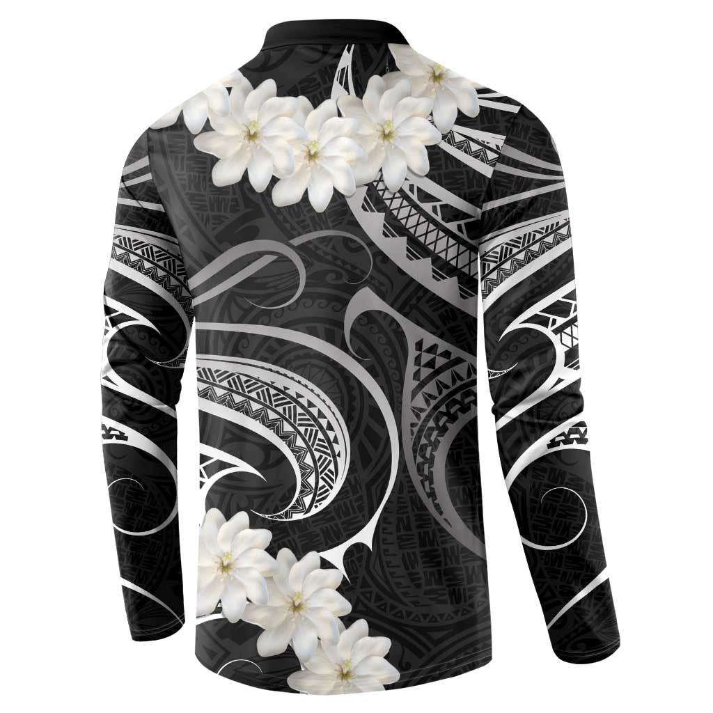 White Sunday Tokelau Gardenia Thunbergia Button Sweatshirt Fakamalo Atu Kia Te Koutou Uma LT9 - Polynesian Pride