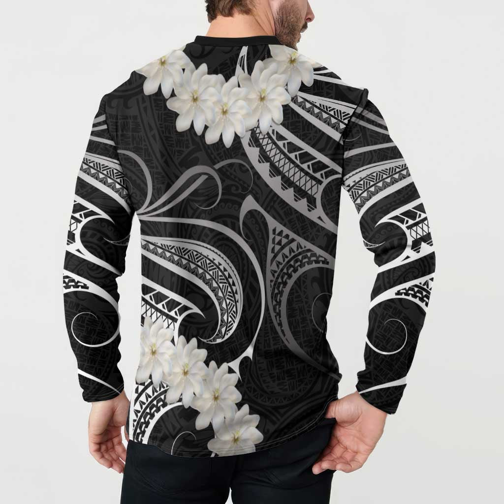 White Sunday Tokelau Gardenia Thunbergia Button Sweatshirt Fakamalo Atu Kia Te Koutou Uma LT9 - Polynesian Pride