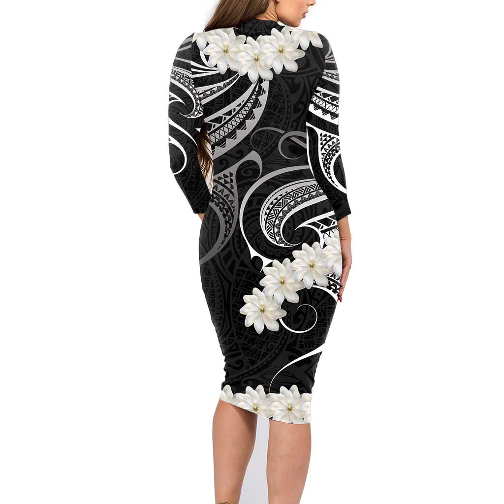 White Sunday Tokelau Gardenia Thunbergia Family Matching Long Sleeve Bodycon Dress and Hawaiian Shirt Fakamalo Atu Kia Te Koutou Uma LT9 - Polynesian Pride