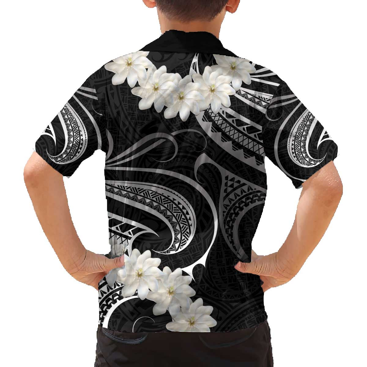 White Sunday Tokelau Gardenia Thunbergia Family Matching Off The Shoulder Long Sleeve Dress and Hawaiian Shirt Fakamalo Atu Kia Te Koutou Uma LT9 - Polynesian Pride