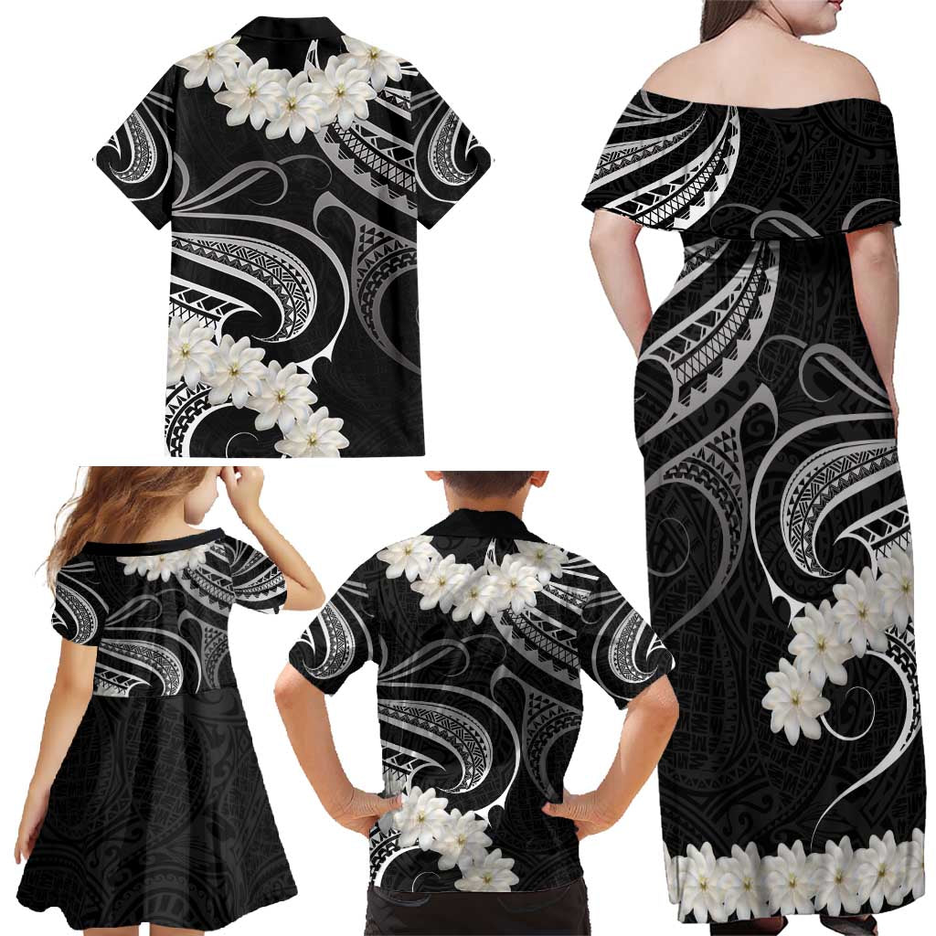 White Sunday Tokelau Gardenia Thunbergia Family Matching Off Shoulder Maxi Dress and Hawaiian Shirt Fakamalo Atu Kia Te Koutou Uma LT9 - Polynesian Pride