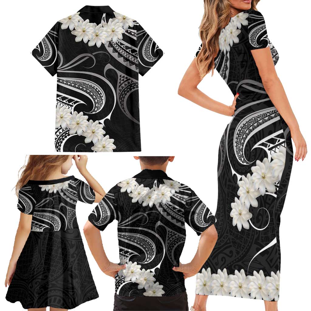 White Sunday Tokelau Gardenia Thunbergia Family Matching Short Sleeve Bodycon Dress and Hawaiian Shirt Fakamalo Atu Kia Te Koutou Uma LT9 - Polynesian Pride