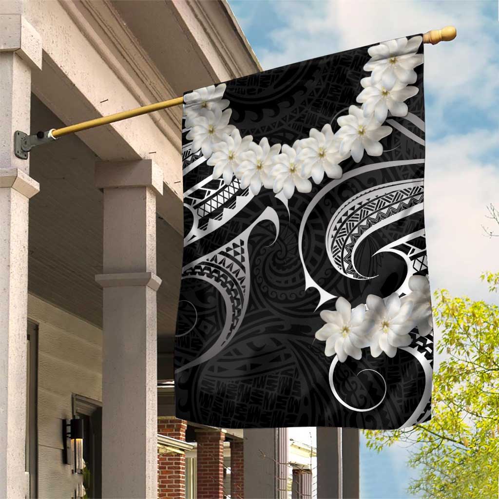 White Sunday Tokelau Gardenia Thunbergia Garden Flag Fakamalo Atu Kia Te Koutou Uma LT9 House Flag Black - Polynesian Pride