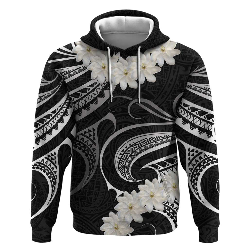 White Sunday Tokelau Gardenia Thunbergia Hoodie Fakamalo Atu Kia Te Koutou Uma LT9 Pullover Hoodie Black - Polynesian Pride