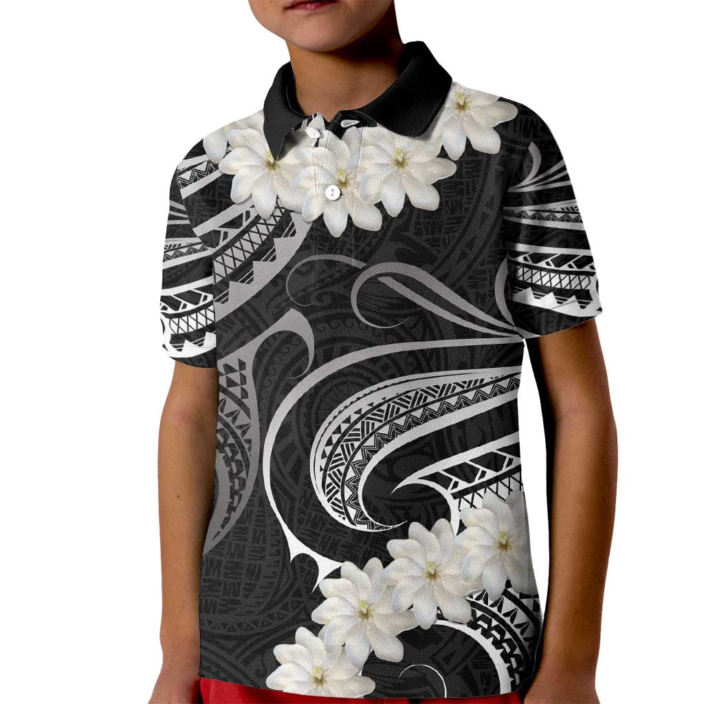 White Sunday Tokelau Gardenia Thunbergia Kid Polo Shirt Fakamalo Atu Kia Te Koutou Uma LT9 Kid Black - Polynesian Pride